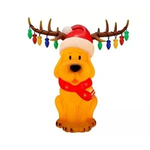 28" Christmas Dog Wearing Antlers Light-Up BLOW MOLD Decor - WINTER WOND…